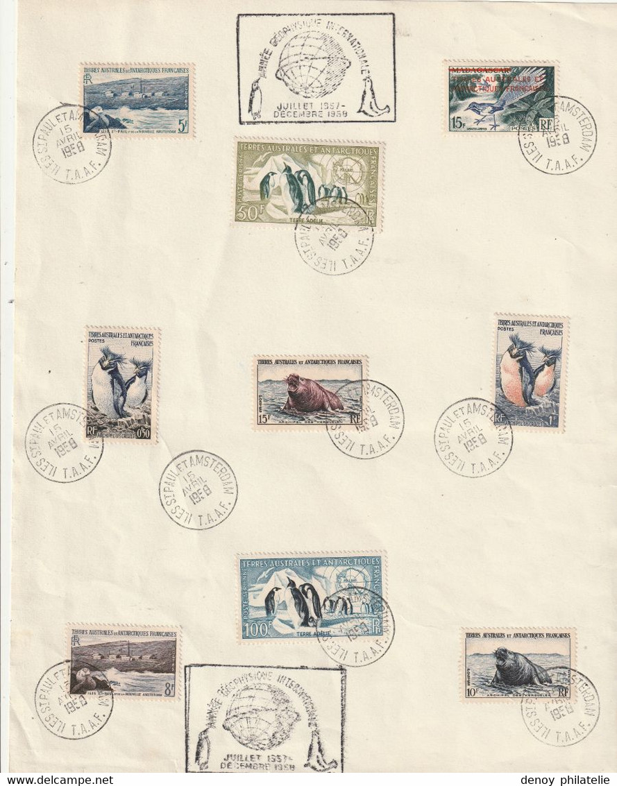 Document A4 Année Géographique Internationale 1957 1958 Avec Timbres - Usados