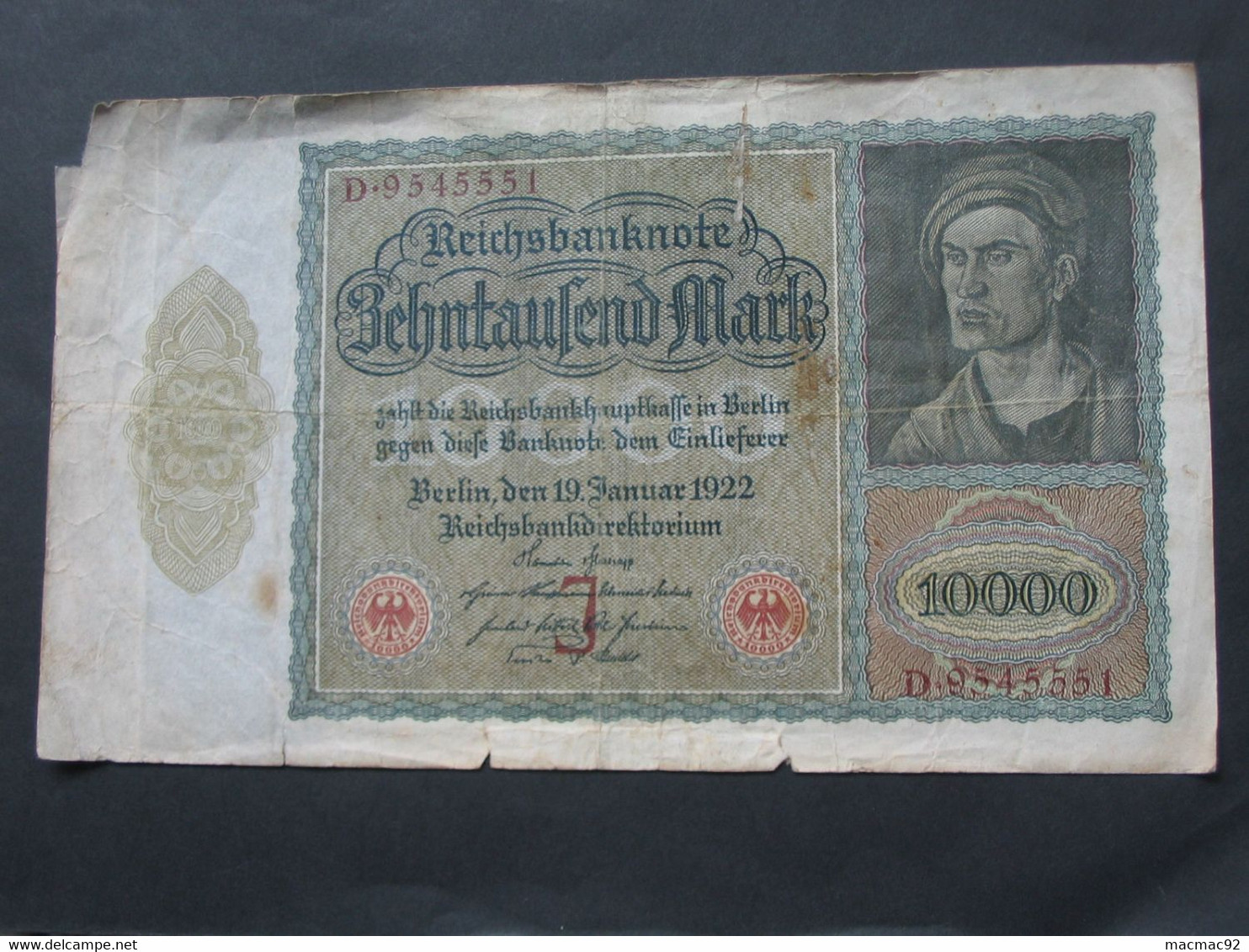 ALLEMAGNE - Zehntausend  Mark - Berlin 1922  Reichsbanknote - Germany   **** EN ACHAT IMMEDIAT **** - 10.000 Mark