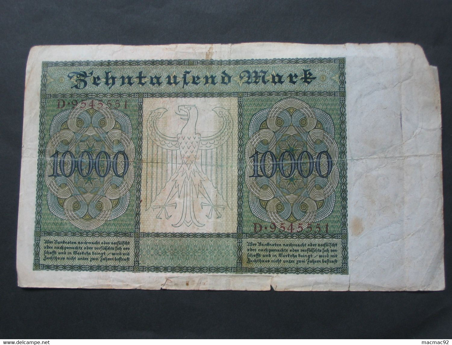 ALLEMAGNE - Zehntausend  Mark - Berlin 1922  Reichsbanknote - Germany   **** EN ACHAT IMMEDIAT **** - 10000 Mark