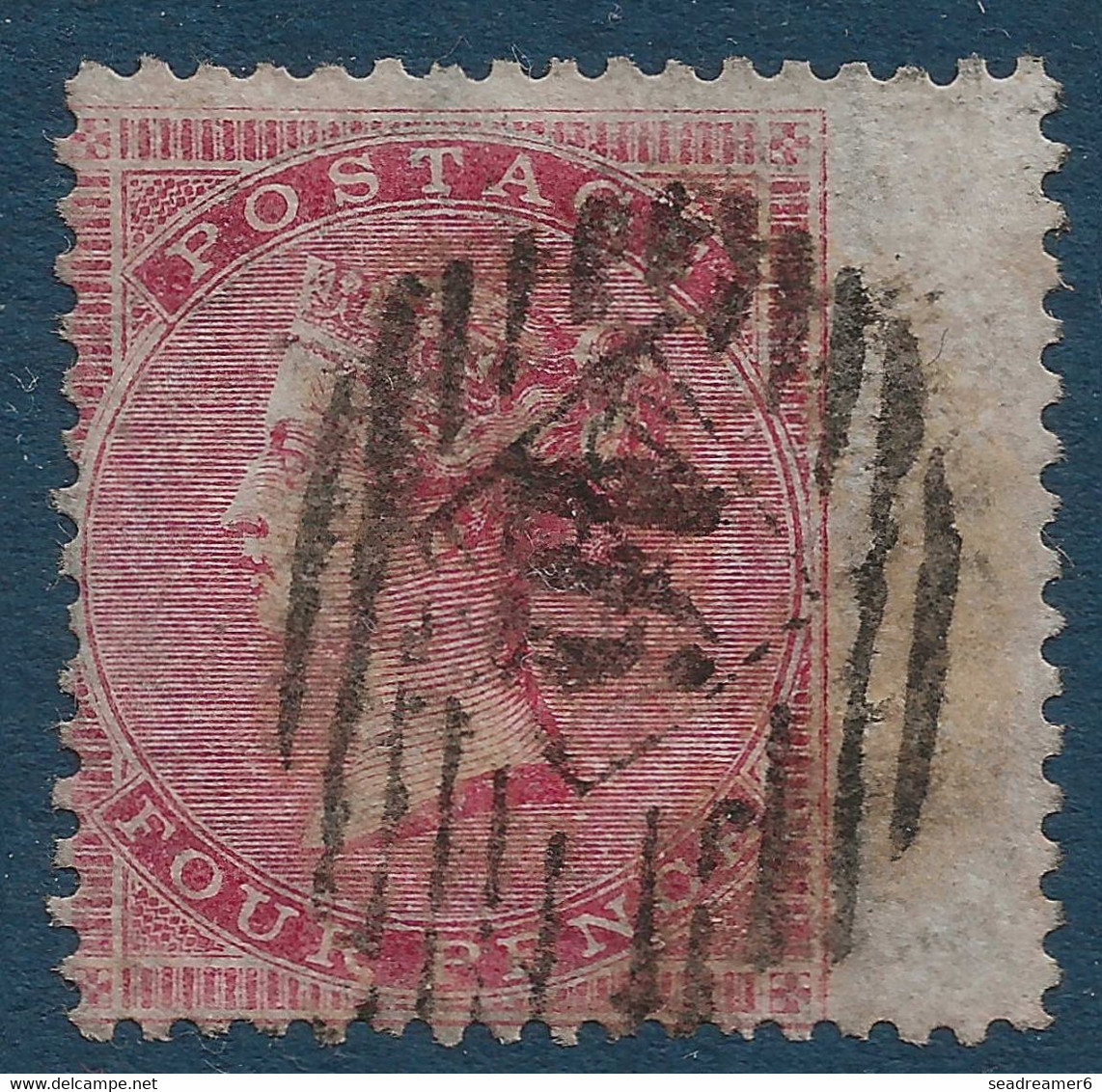 Grande Bretagne 1857 N°18 4 Pence Rose Obl Petit Killer 16 Belle Frappe BDFeuille TTB - Oblitérés