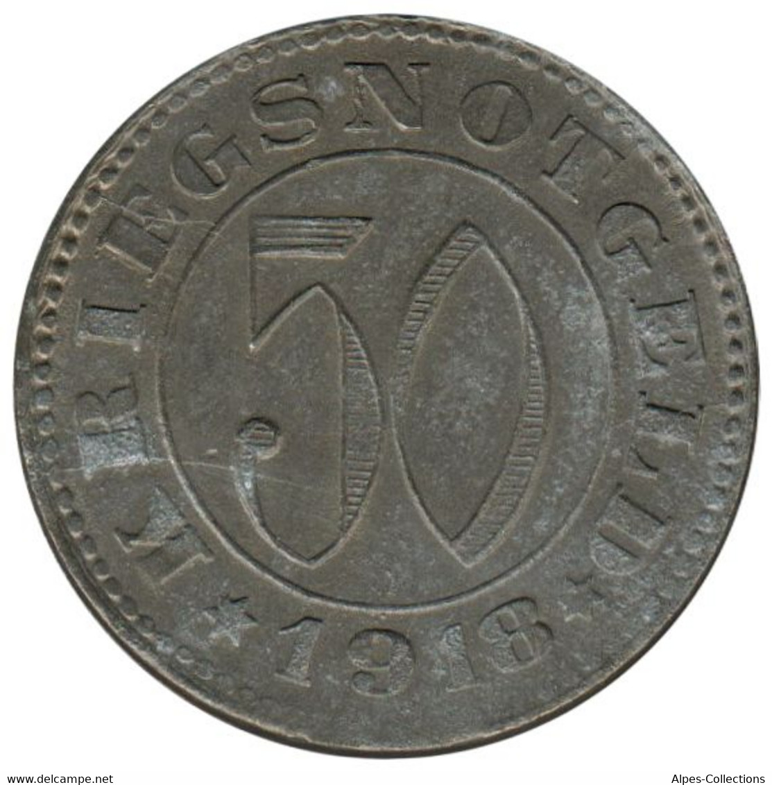 ALLEMAGNE - REUTLINGEN - 50.1 - Monnaie De Nécessité - 50 Pfennig 1918 - Monetary/Of Necessity