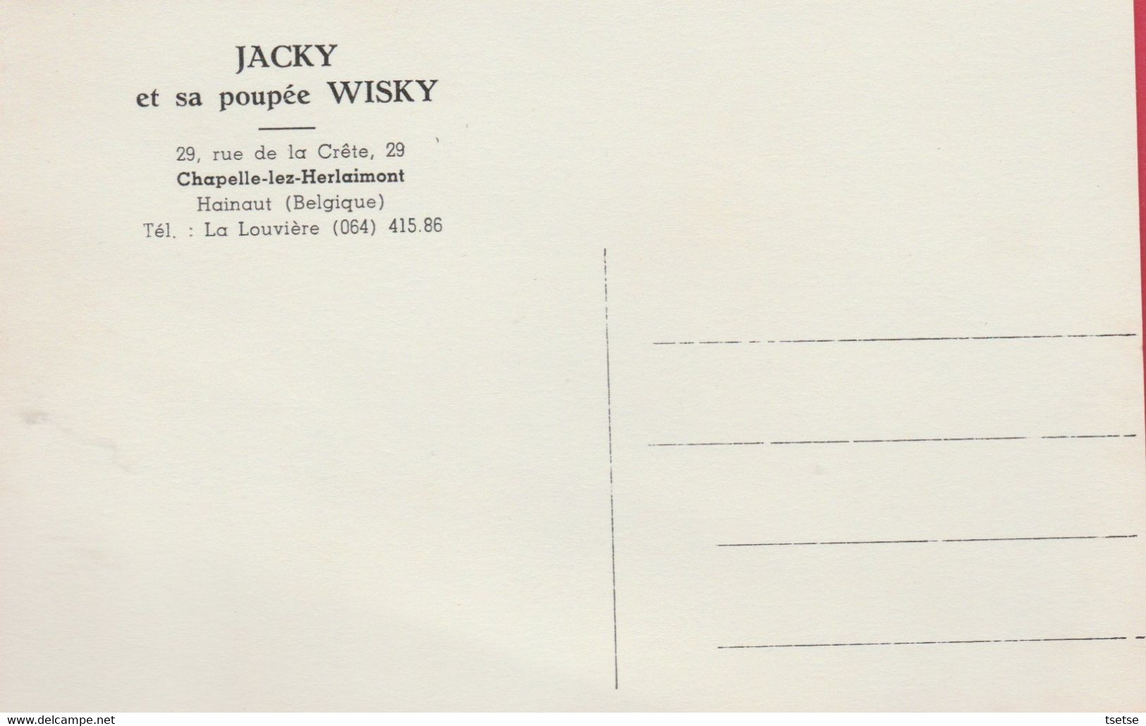 Chapelle-lez-Herlaimont - Jacky Et Sa Poupée Wisky - Music-hall/ Ventriloque , Années 60  ( Voir Verso ) - Chapelle-lez-Herlaimont