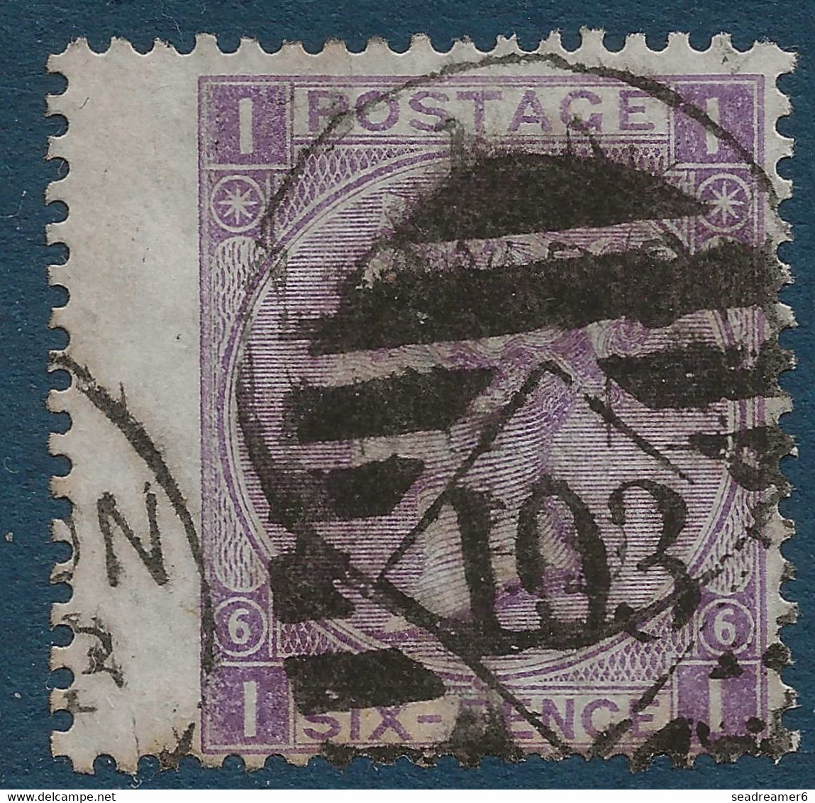 Grande Bretagne 1867 N°34 6 Pence Violet Pl 6 Obl Killer 103 TTB - Oblitérés