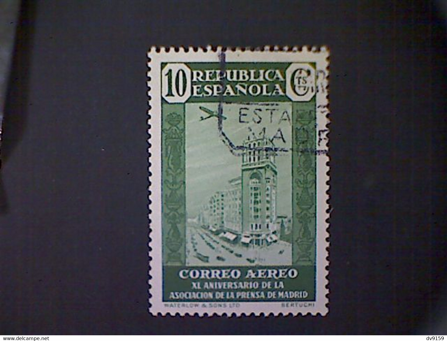 Spain, Scott #C76, Used (o), 1936, Press Building, 10cts, Yellow Green - Oblitérés