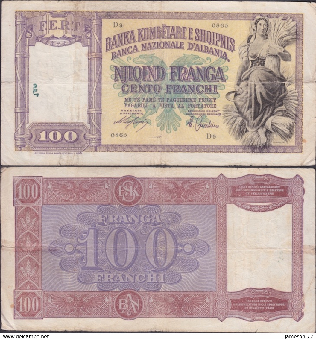 ALBANIA - 100 Franga ND (1940) P# 8 Europe Banknote - Edelweiss Coins - Albanie