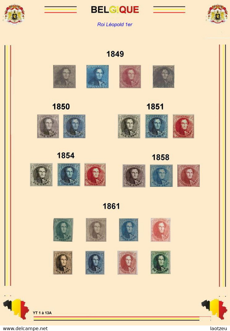 Belgique 1849/61 - Création Support De Timbres - Unclassified