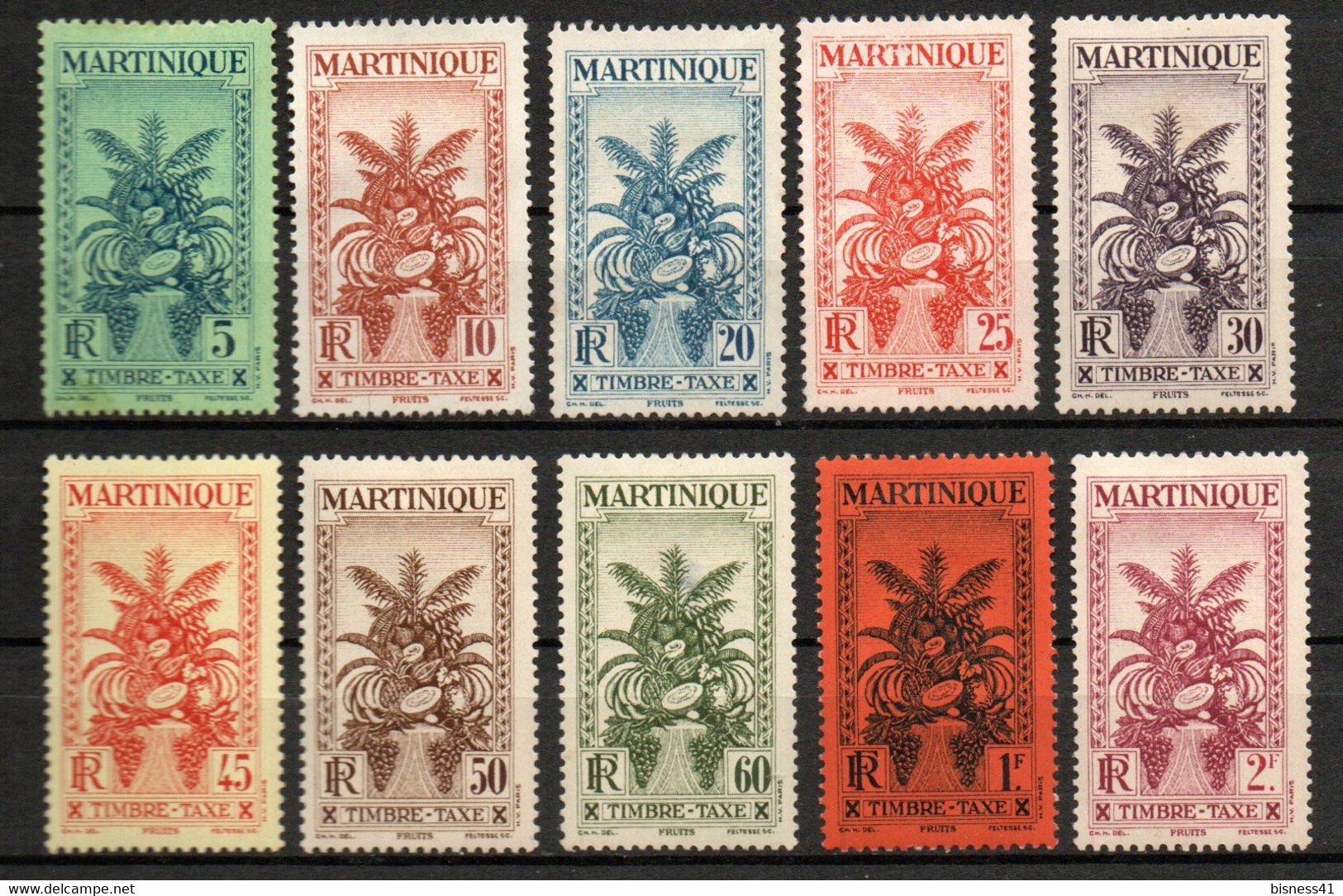 Col24 Colonies Martinique Taxe N° 12 à 21 Neuf X MH Cote 20,00 € - Postage Due