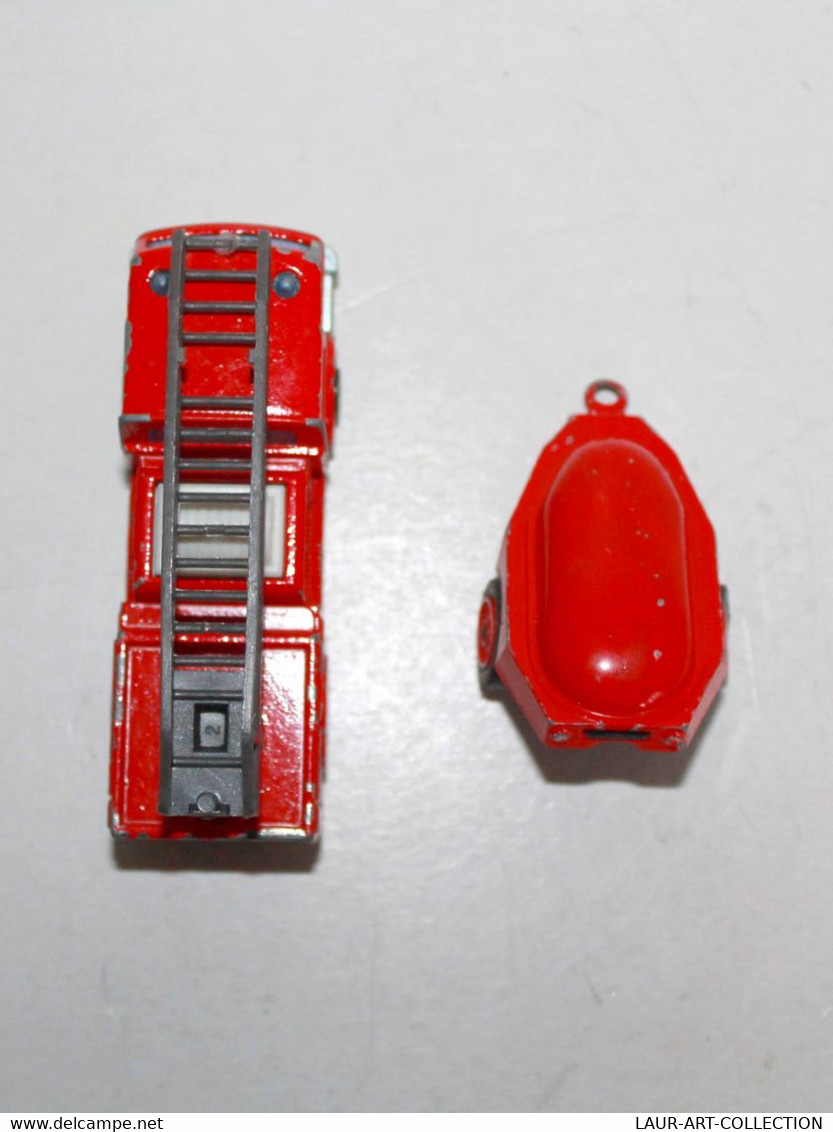 LOT DE 2 - MAJORETTE CAMION POMPIER N°207 + SOLIDO MOTO POMPE GUINARD N360 1/100 ANCIENNE MINIATURE        (030122.3)