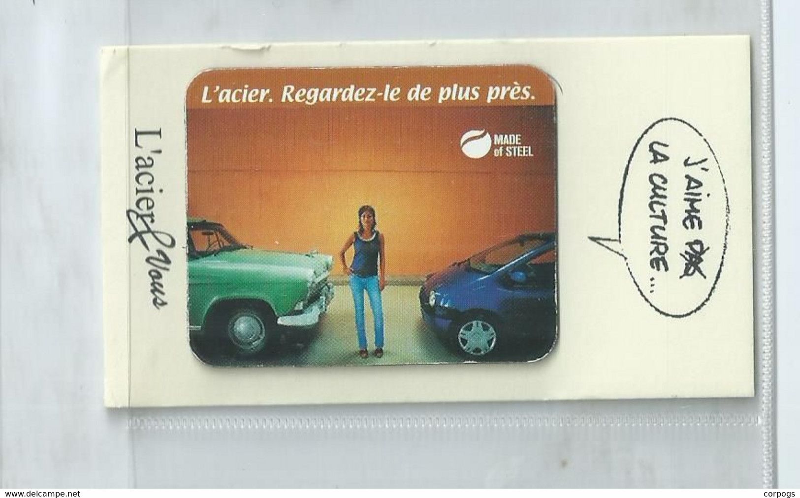 1  France Magneet Magnet Aimant L,acier & Vaus Made Of Steel On Original Card Auto - Publicitaires