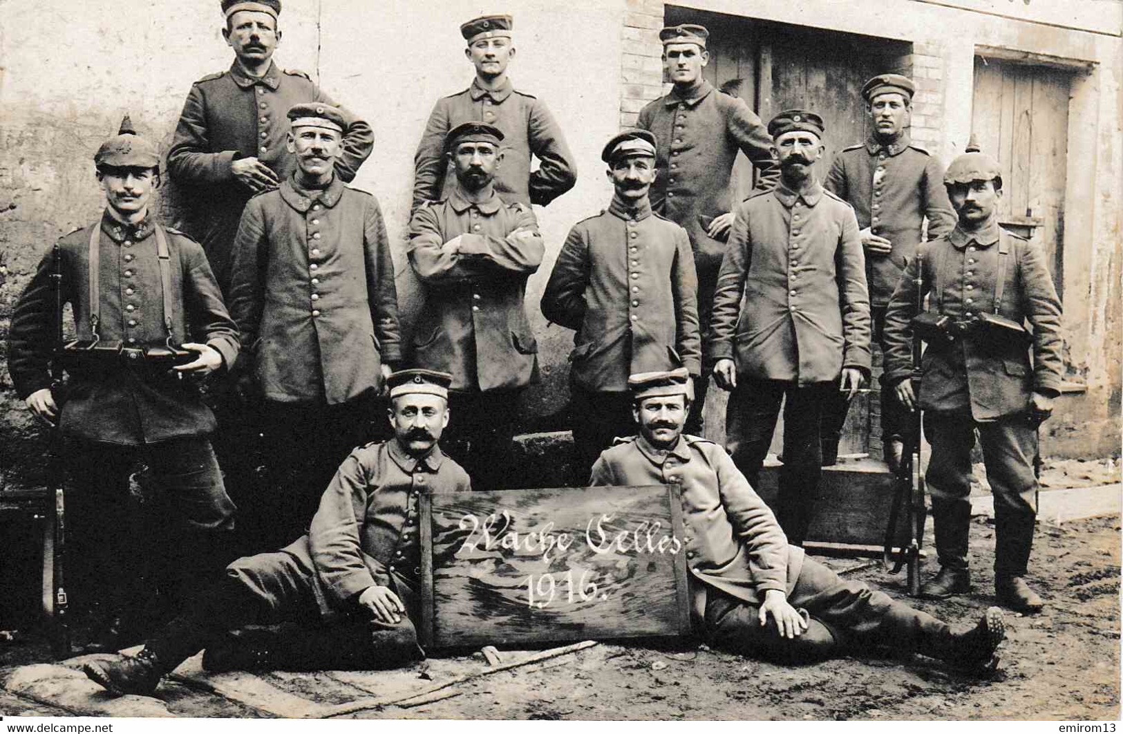 Belgique Occupation Militaire Allemande Guerre 14/18 Wache Celles Soldats 1916 Carte Photo - Other & Unclassified