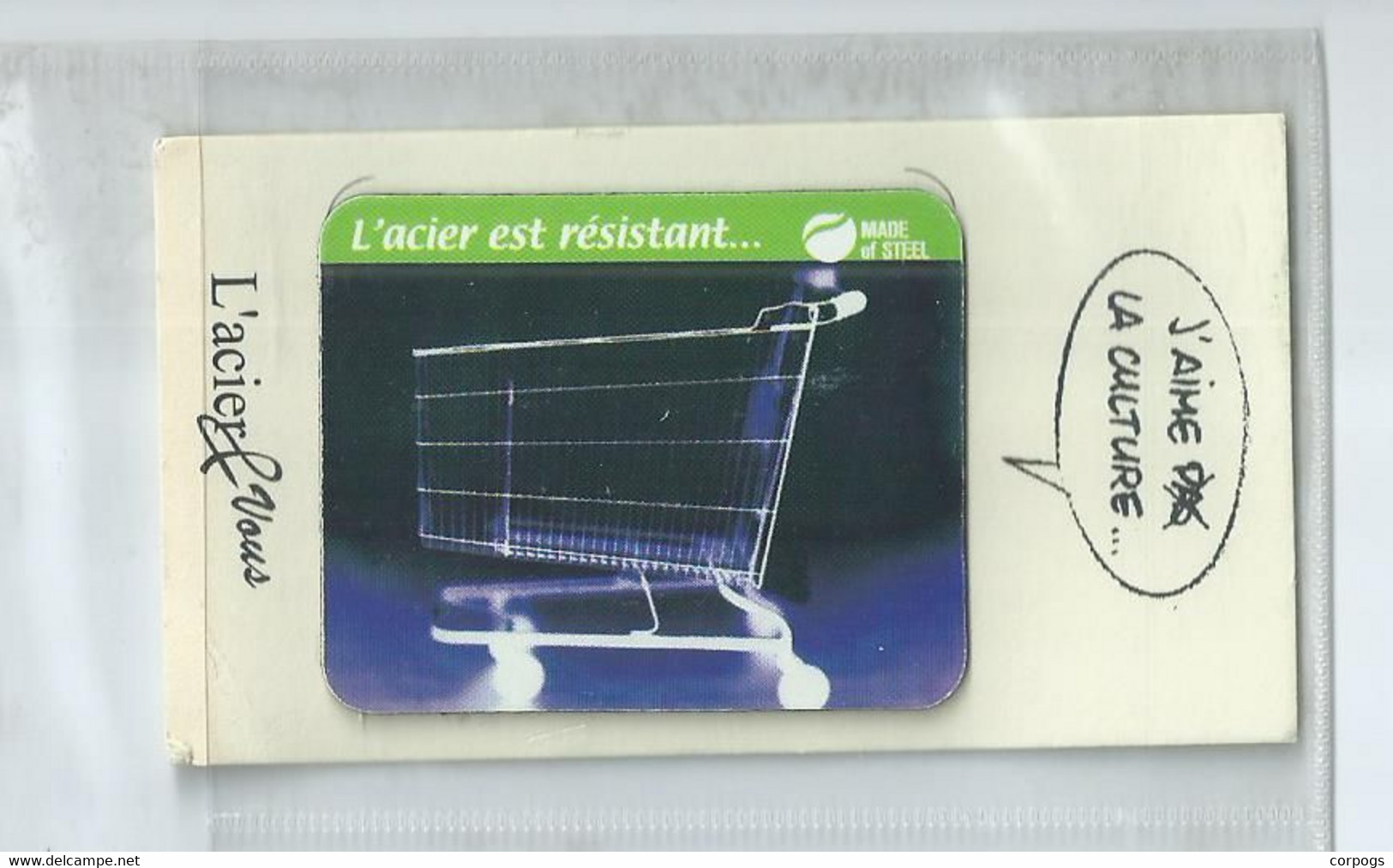 1  France Magneet Magnet Aimant L,acier & Vaus Made Of Steel On Original Card Shopping Card - Reklame