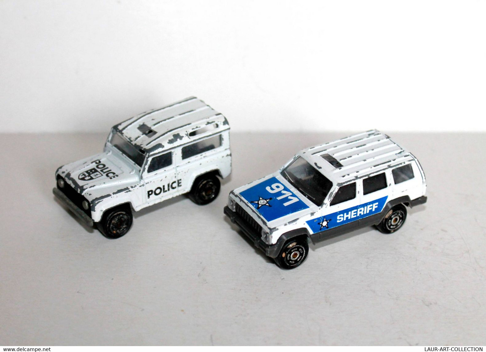 LOT 2 MAJORETTE - POLICE LAND ROVER N°266 + 911 SHERIFF JEEP CHEROKEE N°224 1/60 ANCIENNE MINIATURE        (030122.4) - Majorette