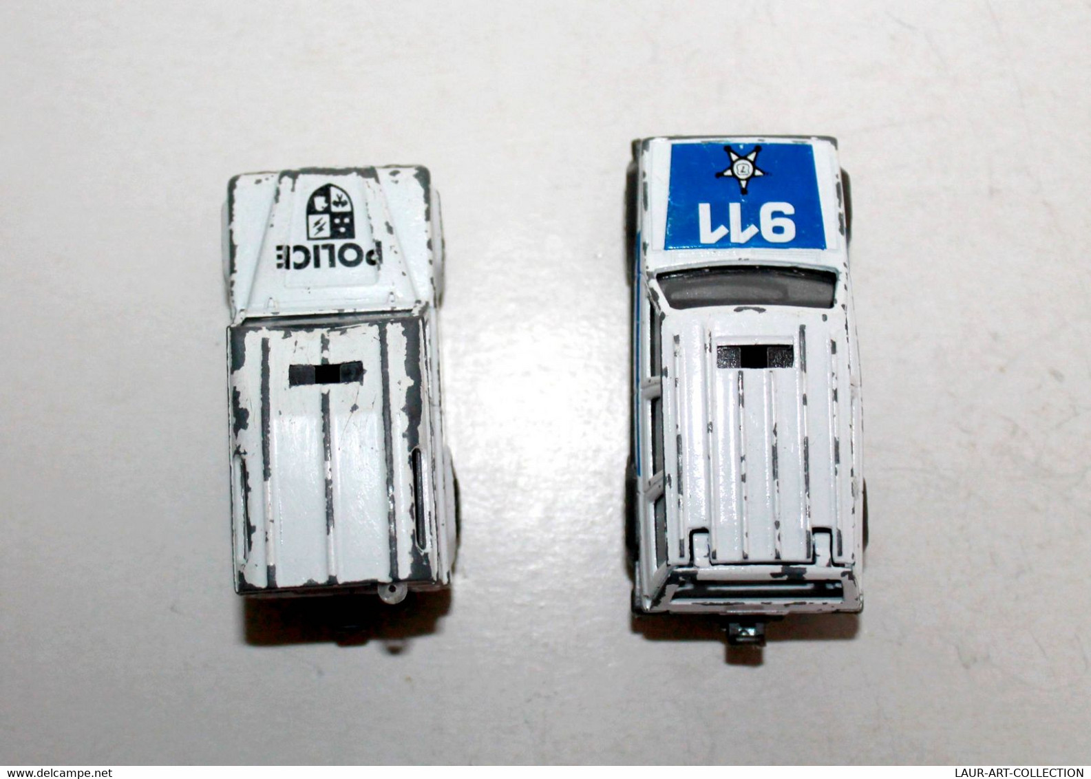 LOT 2 MAJORETTE - POLICE LAND ROVER N°266 + 911 SHERIFF JEEP CHEROKEE N°224 1/60 ANCIENNE MINIATURE        (030122.4)