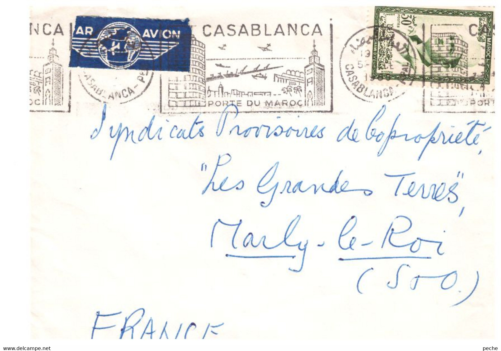 N°90324  -lettre Par Avion -oblitération Casablanca- - Maroc (1956-...)