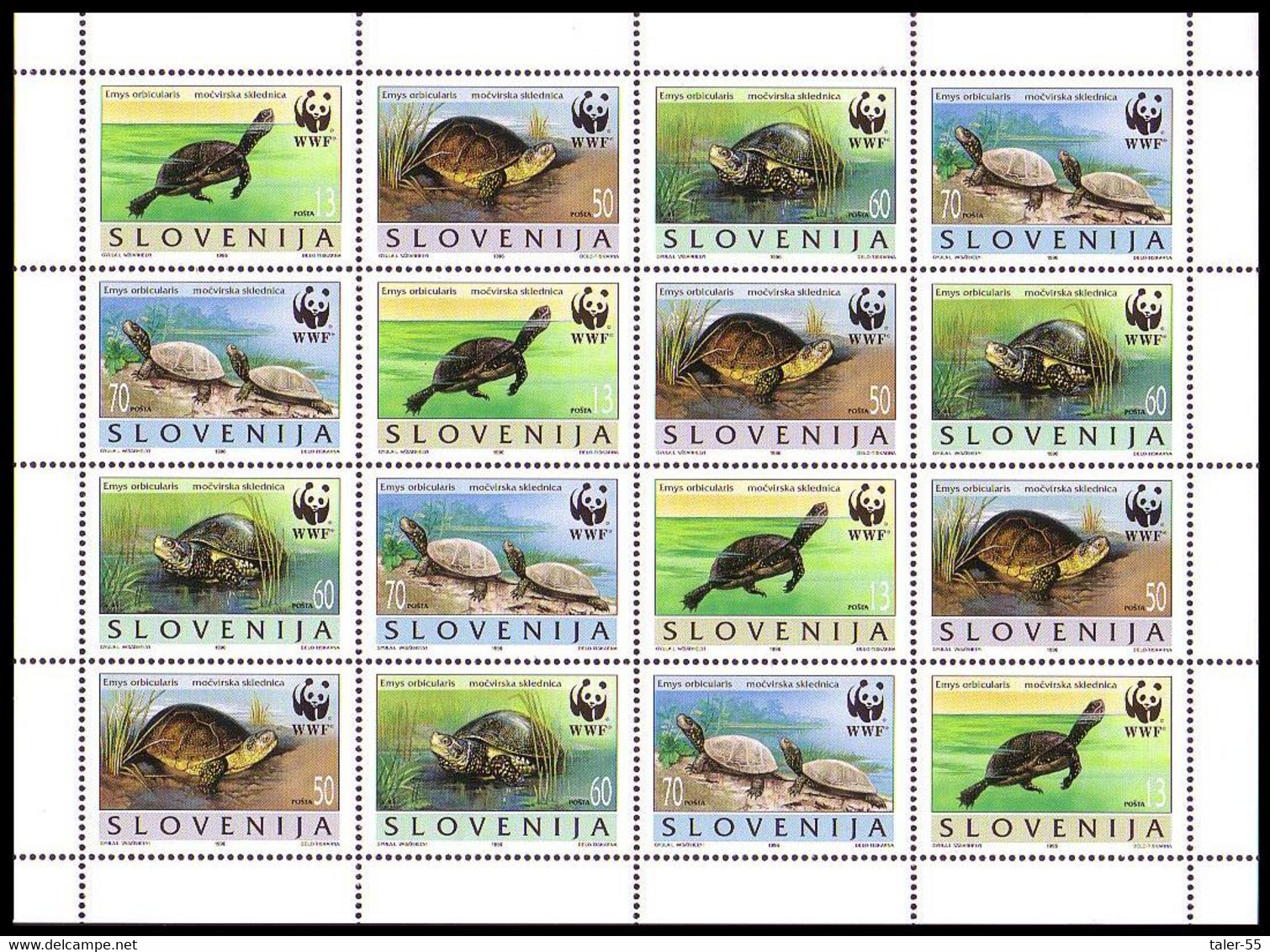 Slovenia WWF European Pond Tortoise Sheetlet Of 4 Sets 1996 MNH SG#279-282 MI#131-134 SC#247 A-d CV£15.- - Slovenia