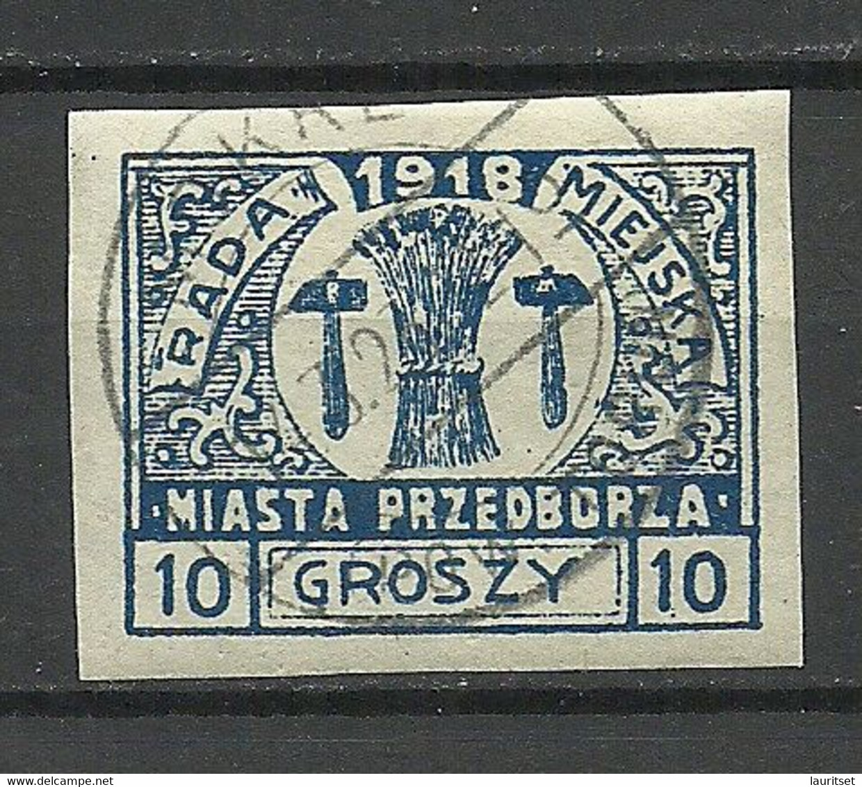 Poland Polska 1918 Local Post Przedborz Michel 10 B O - Usados