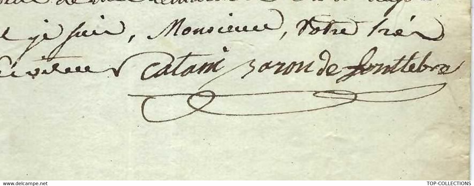 LETTRE SIGNEE "CATANI BARON DE FONTLEBRE" De Marseille Pour  Paris Demestre Du Rival VOIR SCANS+HISTORIQUE - Sonstige & Ohne Zuordnung