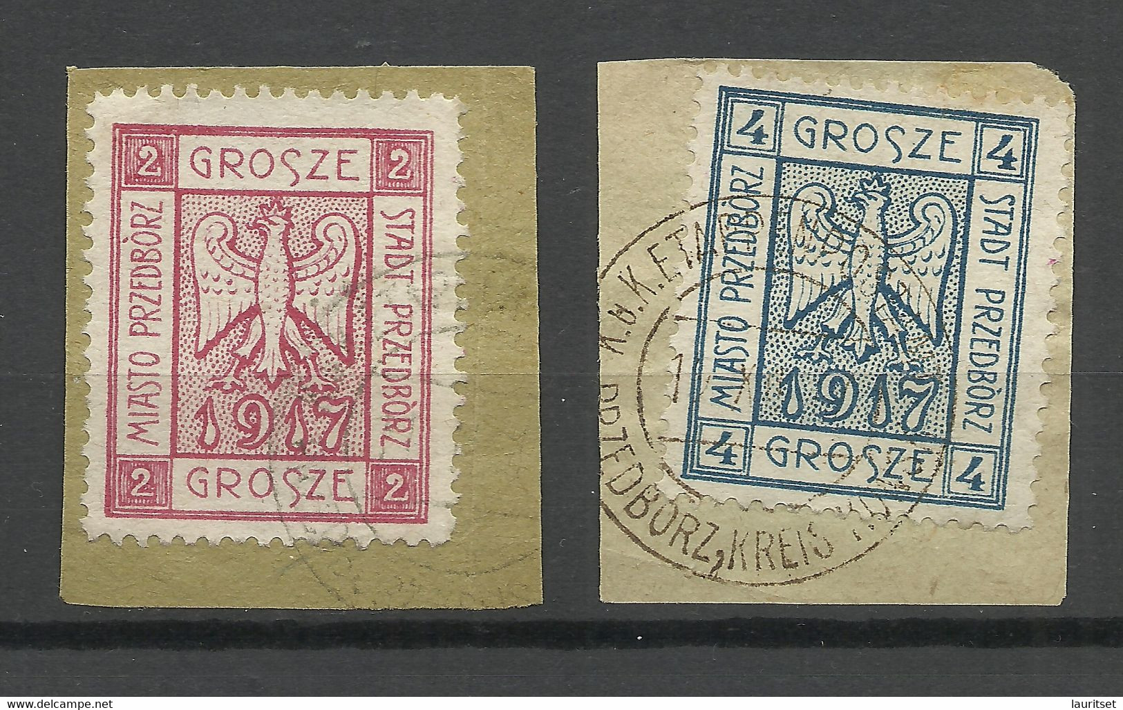 FAUX Poland 1917 Local Post Przedborz Michel 1 - 2 A O Fälschungen Forgeries - Oblitérés