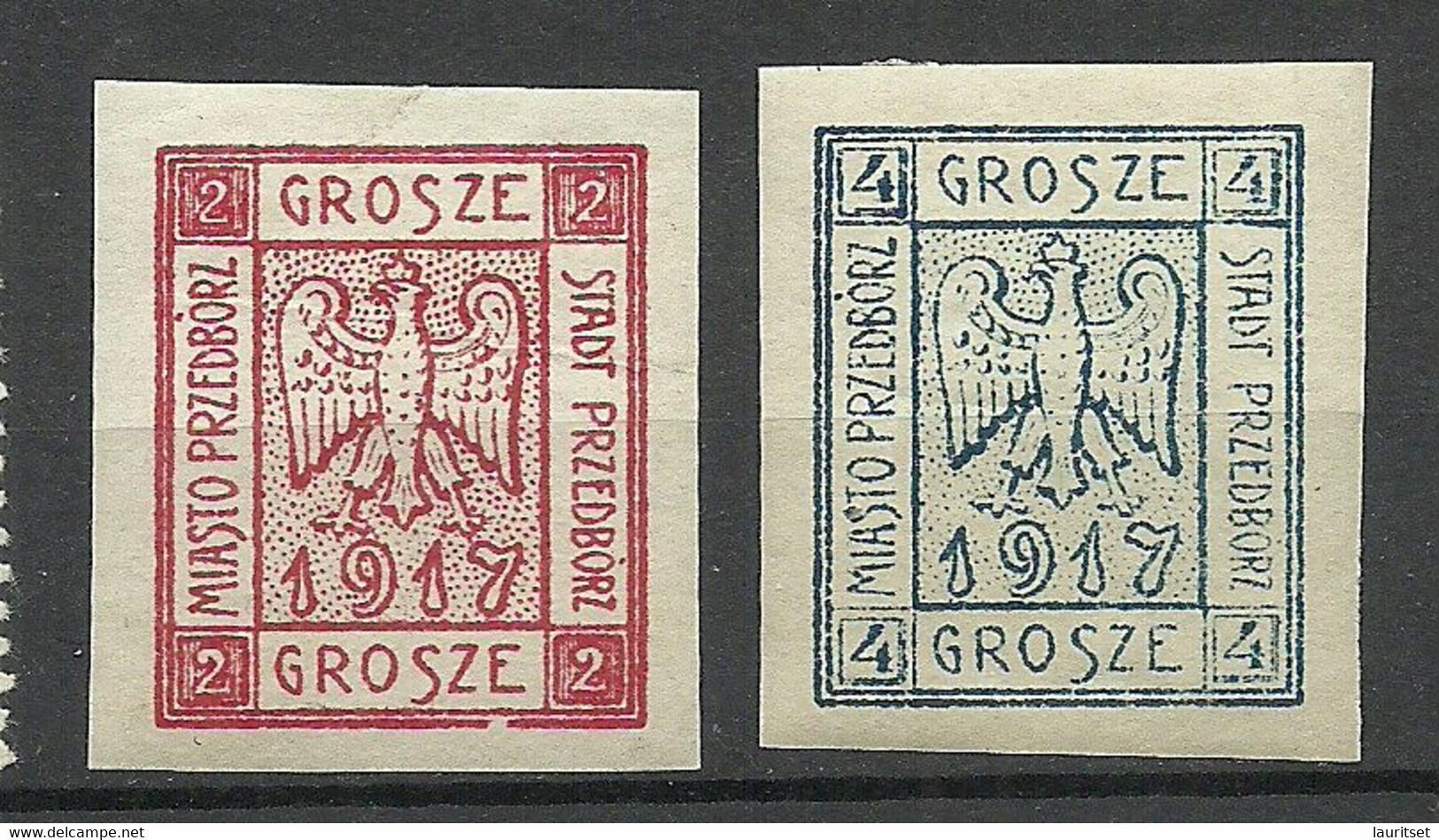 FAUX Poland 1917 Local Post Przedborz Michel 1 - 2 B * Fälschungen Forgeries - Neufs