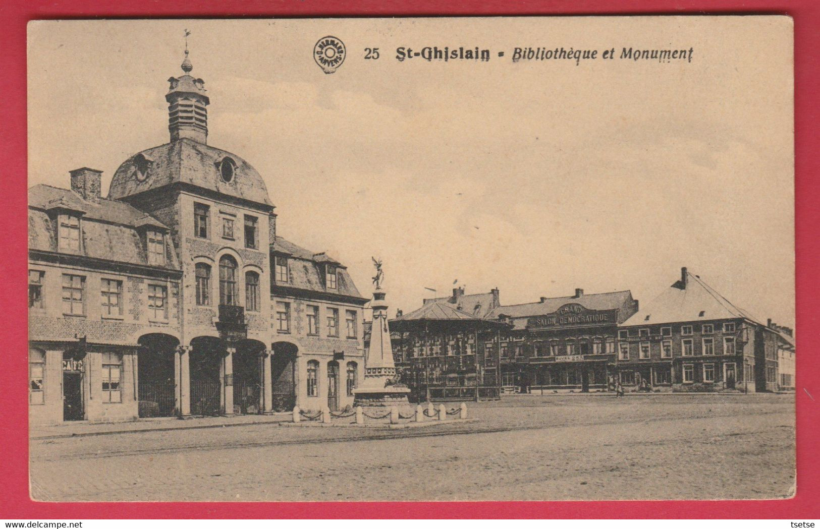 St-Ghislain - Bibliothèque Et Monument  -1923 ( Voir Verso ) - Saint-Ghislain