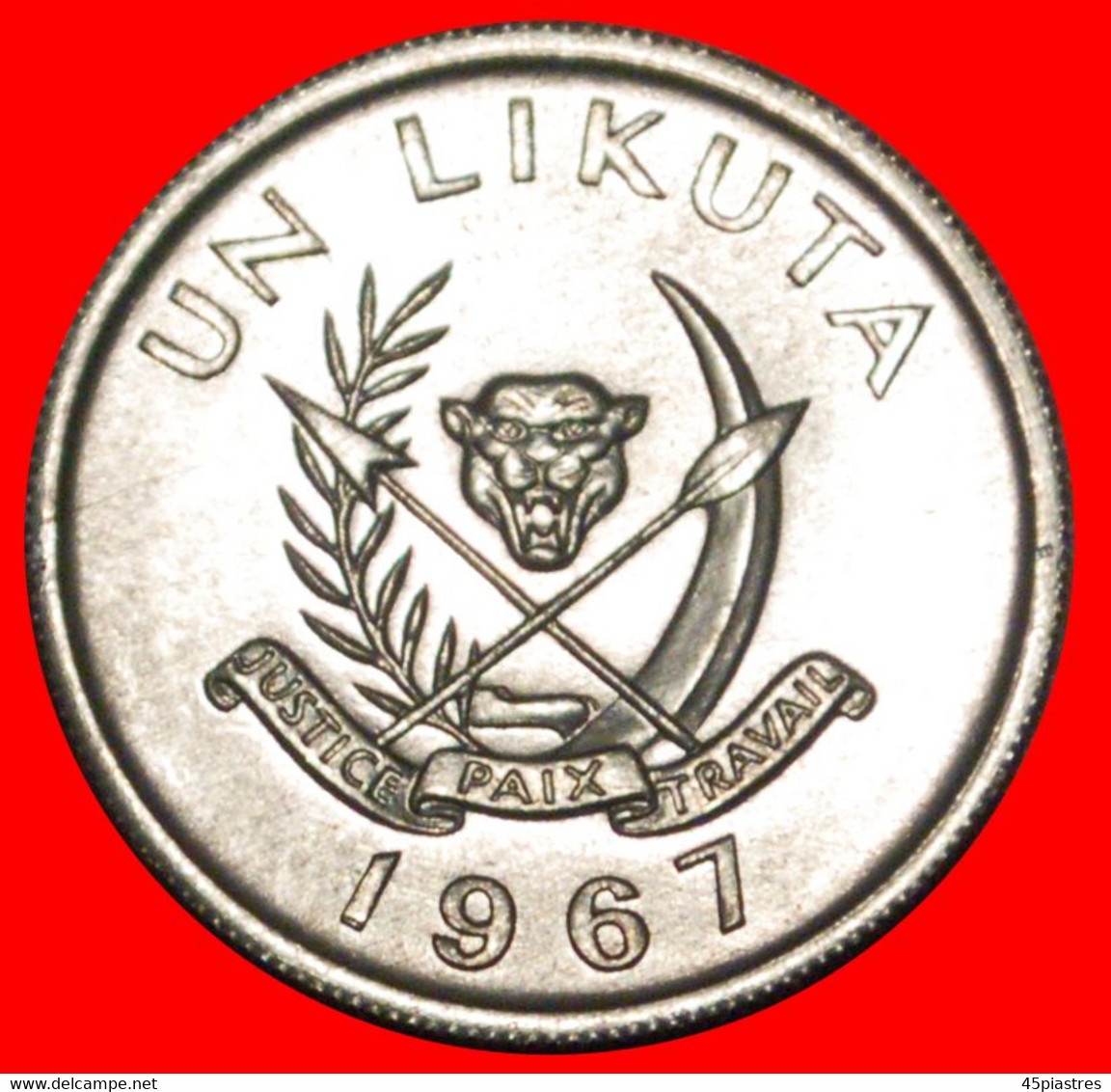 * GREAT BRITAIN: DEMOCRATIC REPUBLIC CONGO ★ 1 LIKUTA 1967 UNC MINT LUSTRE! LOW START ★ NO RESERVE! - Congo (Rép. Démocratique, 1964-70)