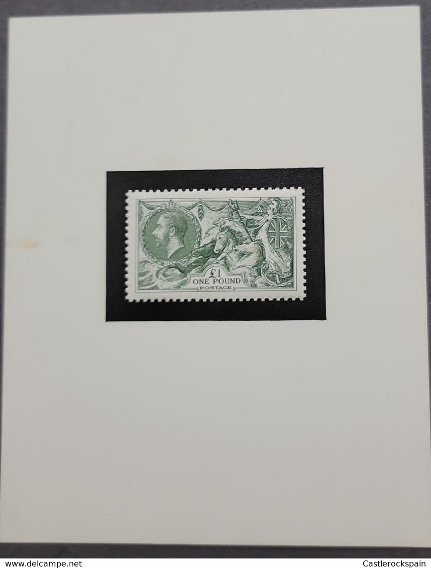 O) 1913 GREAT BRITAIN, PRINTING PROOF EMBOSSED, KING GEORGE V, BRITANNIA RULE THE WAVES, SCT 176 1 One Pound Green. MNH - Essais & Réimpressions