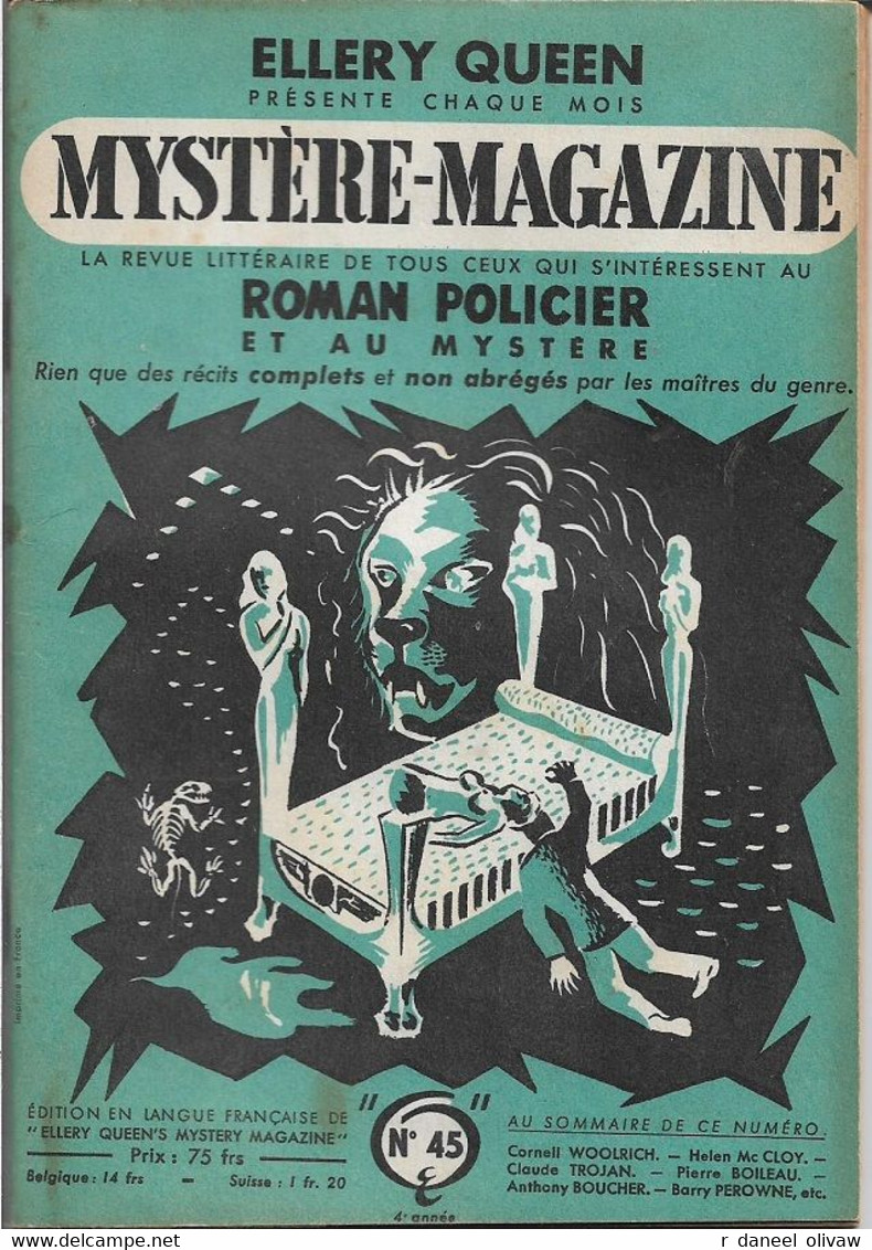 Mystère Magazine N° 45, Octobre 1951 (TBE) - Opta - Ellery Queen Magazine