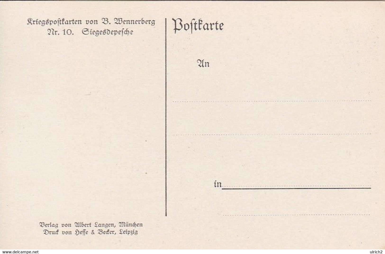 AK Siegesdepesche - Künstlerkarte Wennerberg - Kriegspostkarte - Patriotika - Ca. 1915 (59345) - Wennerberg, B.
