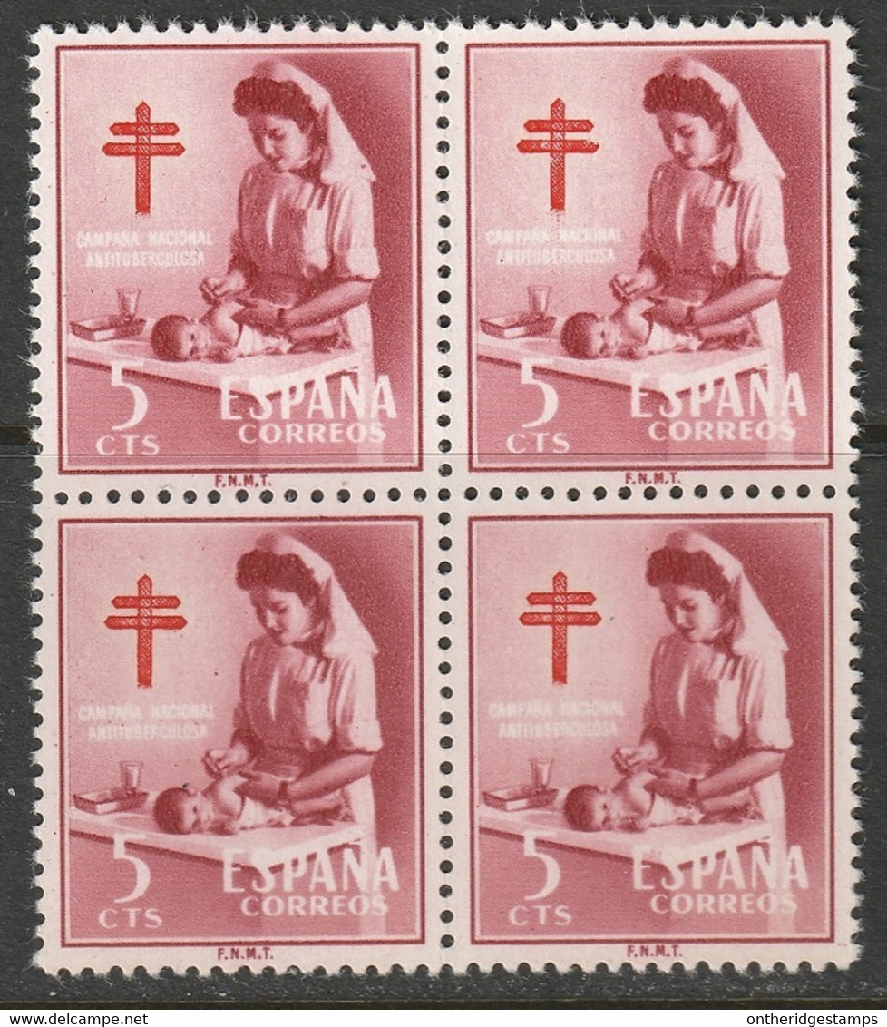 Spain 1953 Sc RA34 Espana Ed 1121 Block MNG(*) - Postage-Revenue Stamps