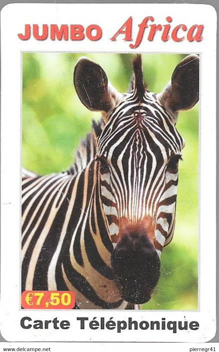 CARTE-PREPAYEE-7.5€-JUMBO AFRICA-ZEBRE-07/2007-Gratté-TBE     - - Chevaux