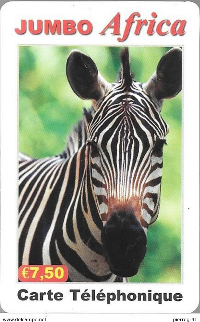 CARTE-PREPAYEE-7.5€-JUMBO AFRICA-ZEBRE-10/2007-Gratté-TBE     - - Paarden