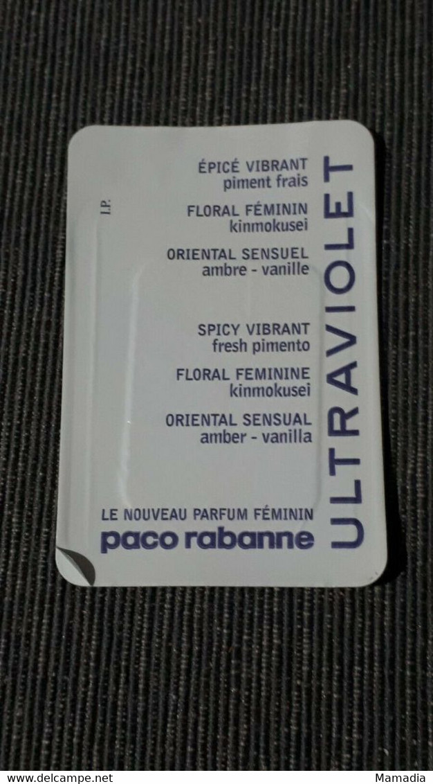 CARTE PARFUM FEMME ULTRAVIOLET PACO RABANNE POUR COLLECTION - Modernas (desde 1961)