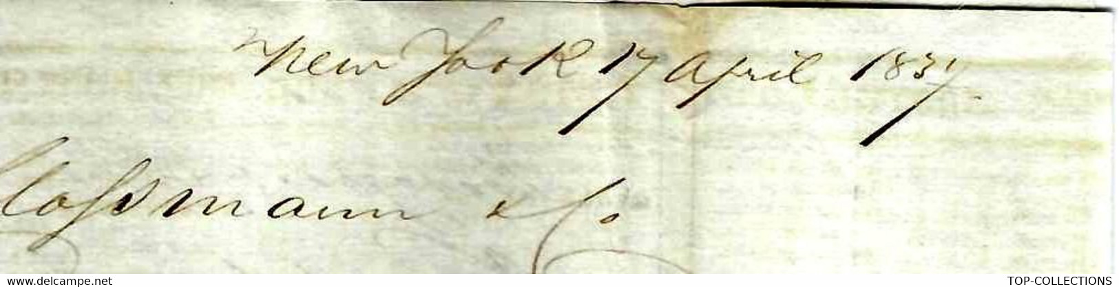 1837  New York Lettre Imprimé De Cotation NEGOCE COMMERCE INTERNATIONAL France ETATS UNIS  => Clossman  Vins à Bordeaux - Etats-Unis