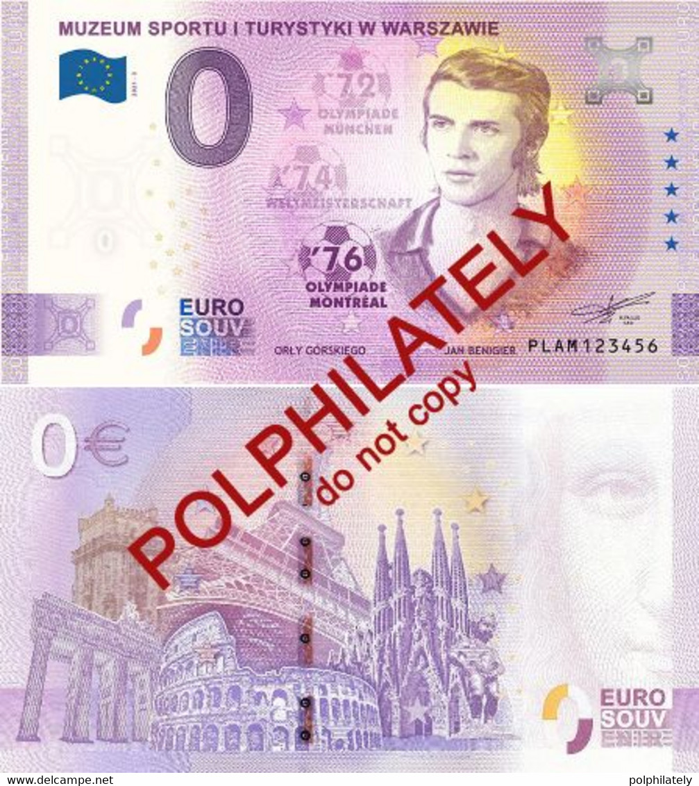 Football Legends: J. Benigier. Souvenir Billet Banknote 0 EURO. Pologne Poland 2021 - Pologne