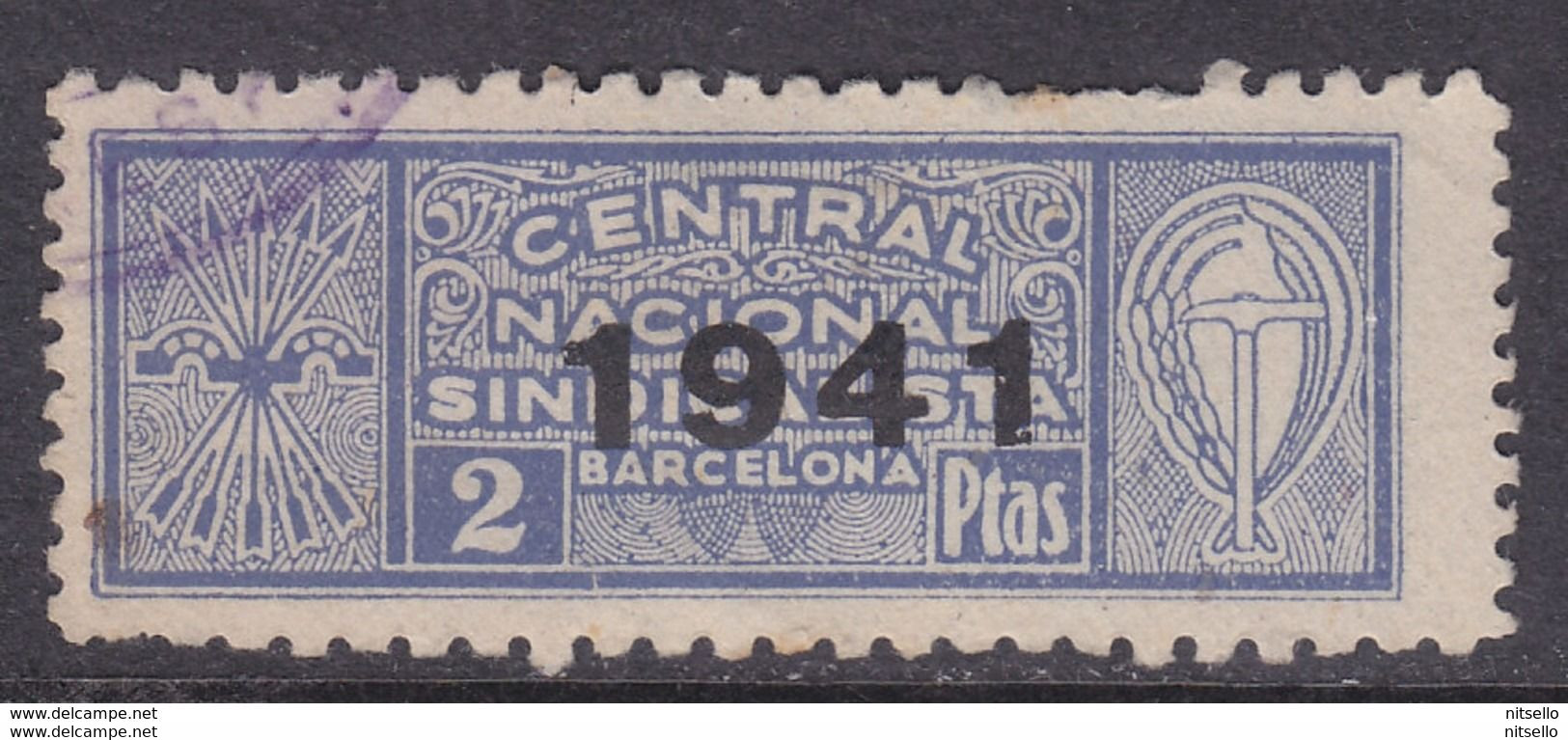 LOTE 2112E  ///  (C250) BARCELONA VIÑETA TIPO Nº 167 (FESOSI) PERO EN FACIAL 2 PTAS. AZUL. MUY RARO EJEMPLAR. - Spanish Civil War Labels