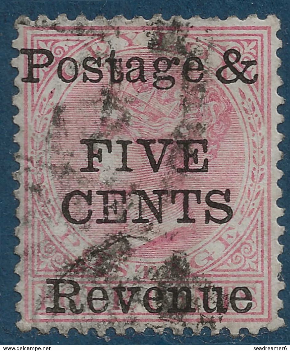 CEYLAN 1885 N°94 5 Cents Sur 4 Cents Rose Postage Revenue Oblitéré TTB - Ceylon (...-1947)