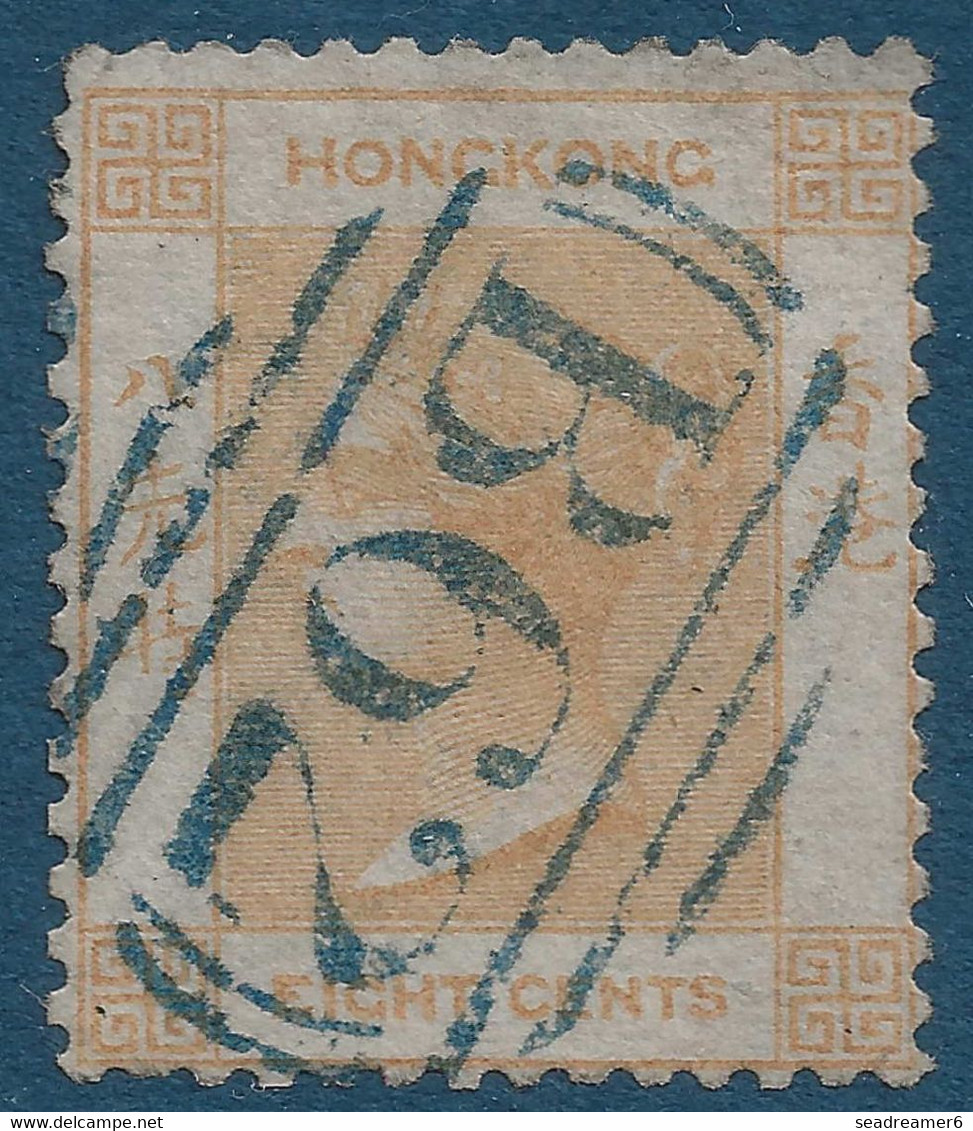 HONG KONG Victoria N°2 8c Bistre Pale Oblitéré Killer Bleu B62 SUPERBE - Usati