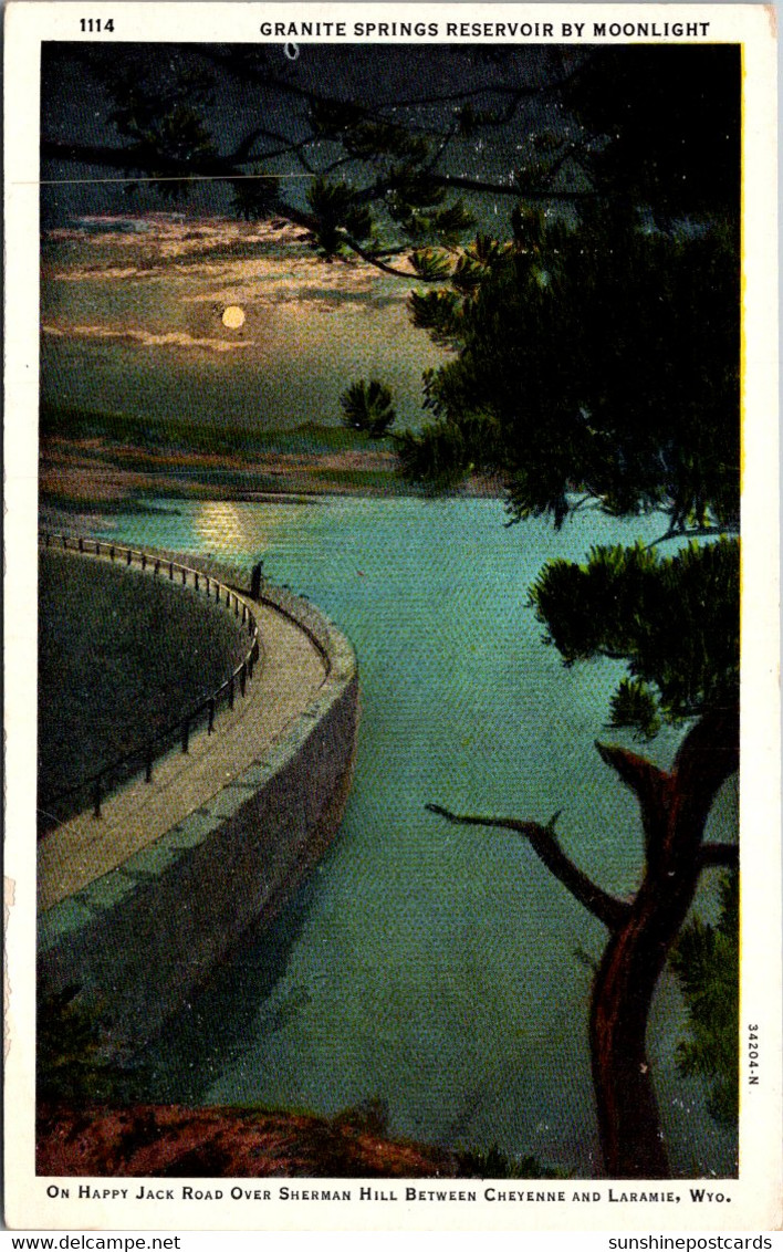 Wyoming Granite Springs Reservoir By Moonlight Between Cheyenne And Laramie - Cheyenne