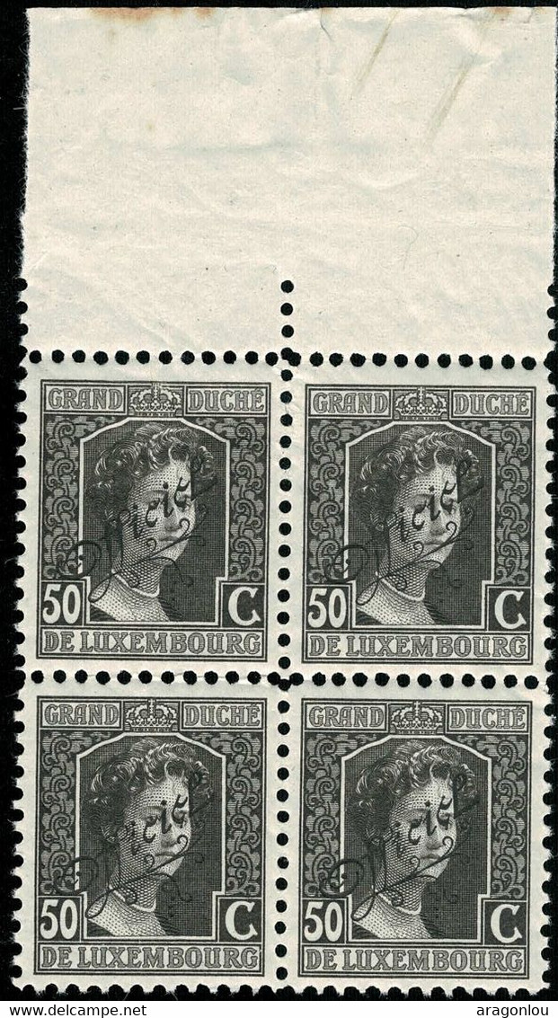 Luxembourg Luxemburg 1915 Grande Duchesse Adelaïde Bloc 4x 50c. OFFICIEL Neuf MNH** - 1914-24 Marie-Adélaida