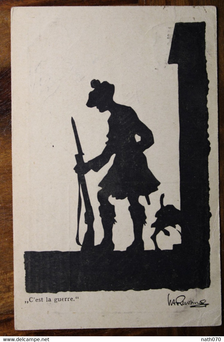 Cpa AK Soldat Empire Anglais Ecosse Feldpost Reich Allemagne Germany WW1 WK1 Silhouette Schatten Scherenschnitt - Silhouetkaarten