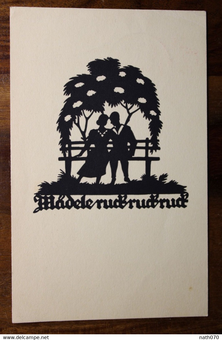 Cpa AK 1935 Reich Allemagne Germany Silhouette Schatten Scherenschnitt Couple Liebespaar - Silhouettes