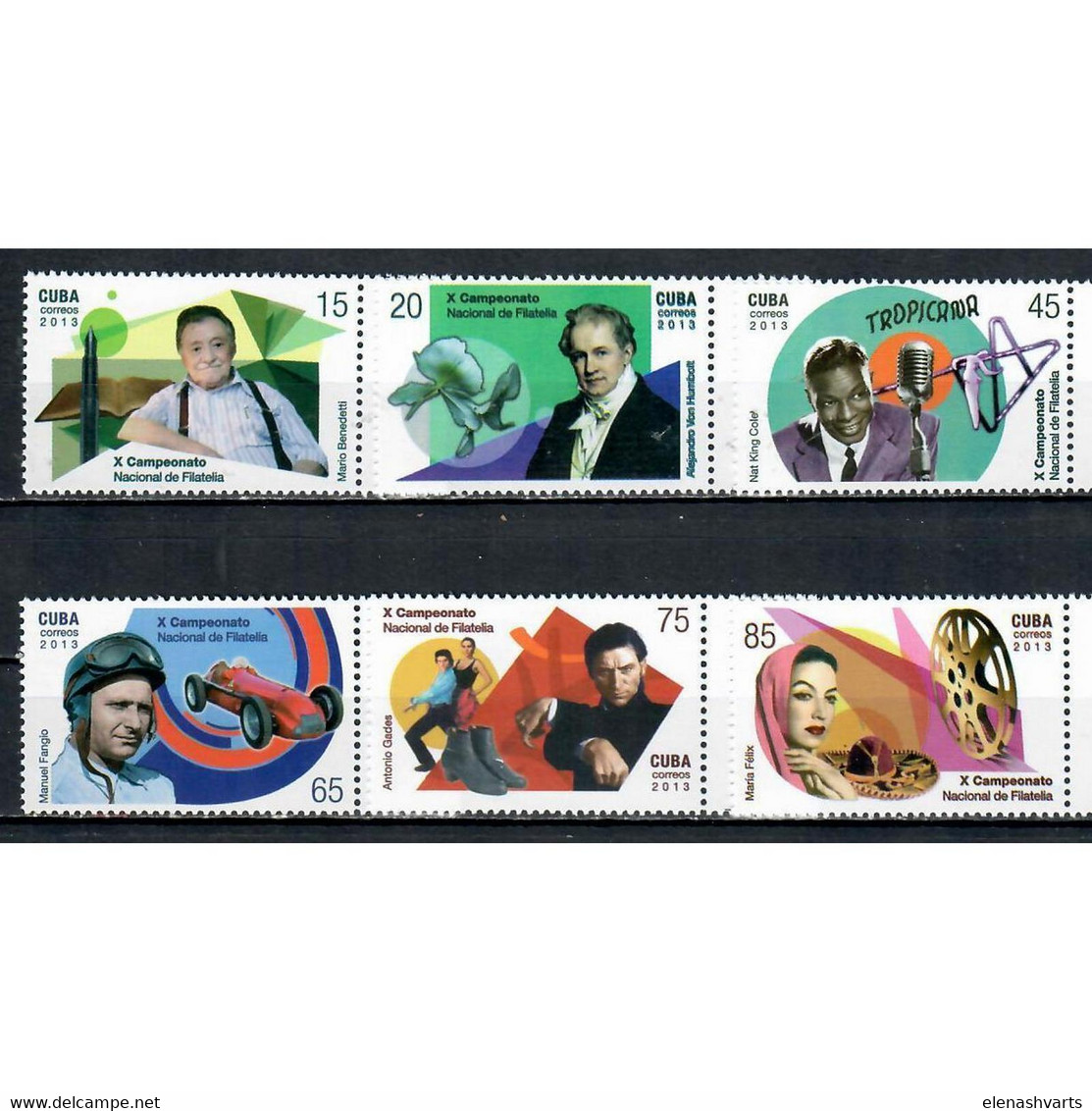 &#128681; Discount - Cuba 2013 National Championship Of Philately - Famous People  (MNH)  - Movie Camera, Actors, Famous - Auto's