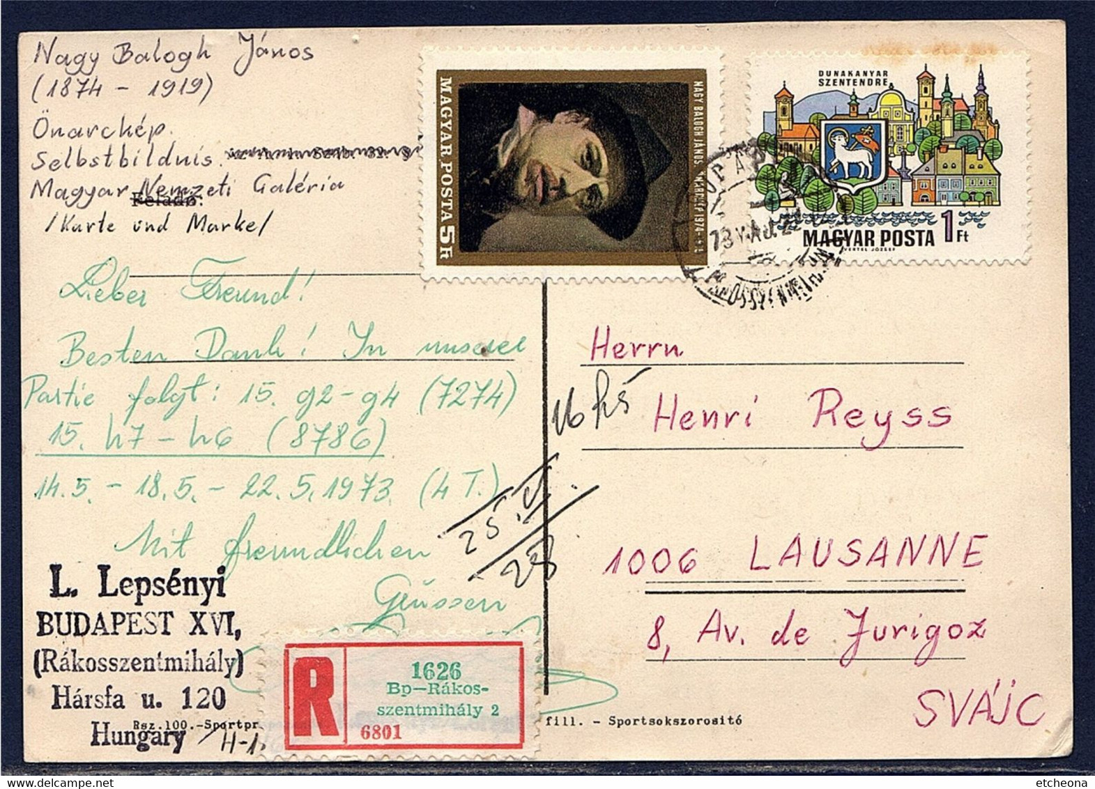 Timbre János Nagy Balogh Peintre Et Graphiste Hongrois Carte Postale Avec Son Portrait Spécialisé De Sujets Prolétariens - Errors, Freaks & Oddities (EFO)