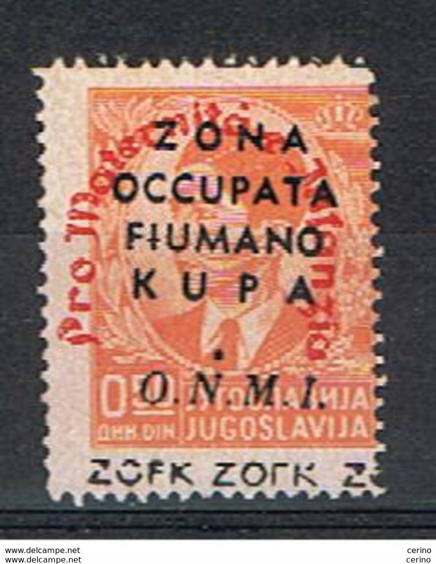 FIUME  &  KUPA:  1942  SOPRASTAMPA  ZOFK  IN  BASSO  -  50 P.  ARANCIO  N. -  SASS. 37 C  -  RR - Fiume & Kupa