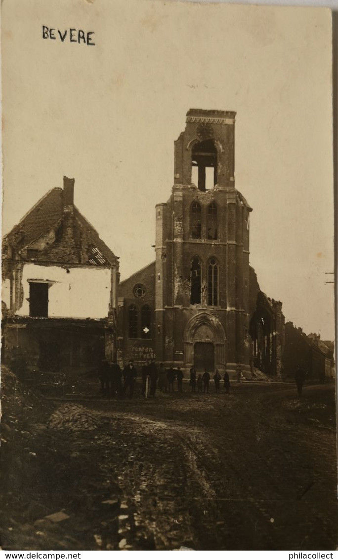 Bevere (Oudenaarde) FOTOKAART // Oorlogschade 1914 - 18 Kerk En Omgeving 19?? - Oudenaarde