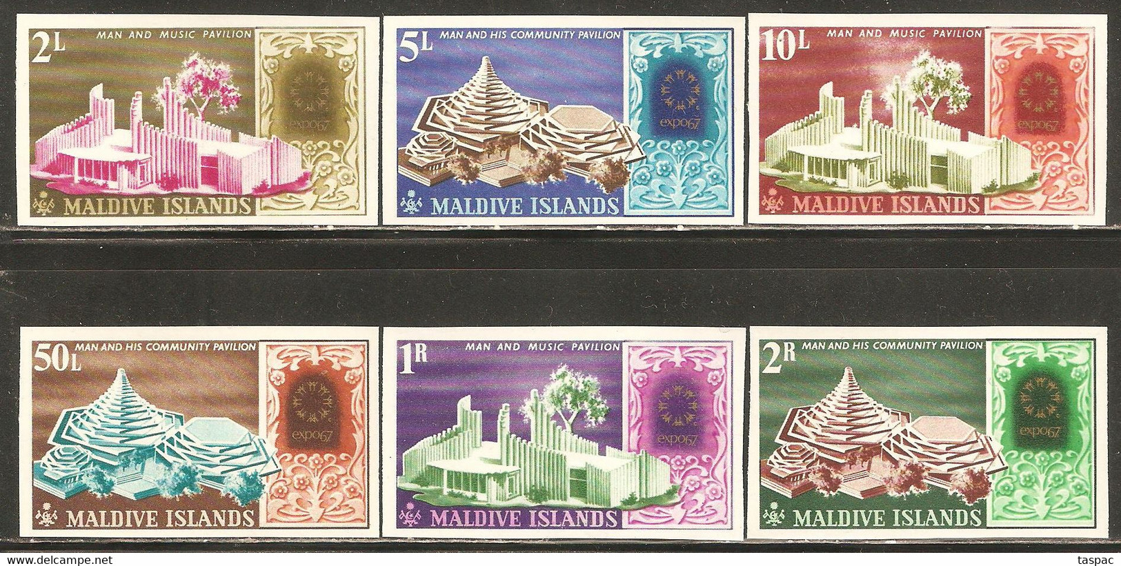 Maldives 1967 Mi# 232-237 B ** MNH - Imperf. - EXPO '67 Intl. Exhibition, Montreal - 1967 – Montréal (Canada)