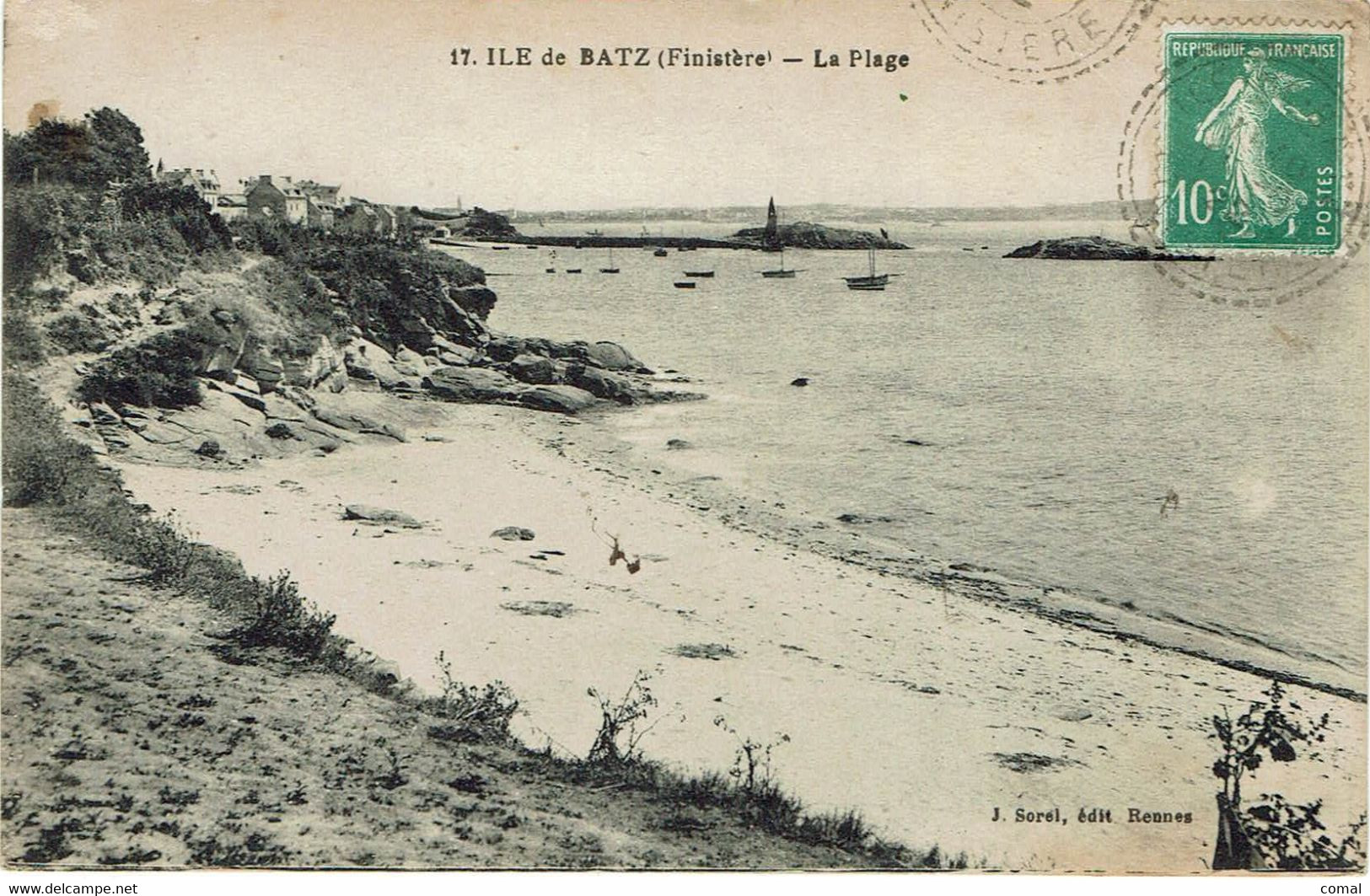 CPA - 29 - ILE DE BATZ -  La Plage - 1922 - - Ile-de-Batz