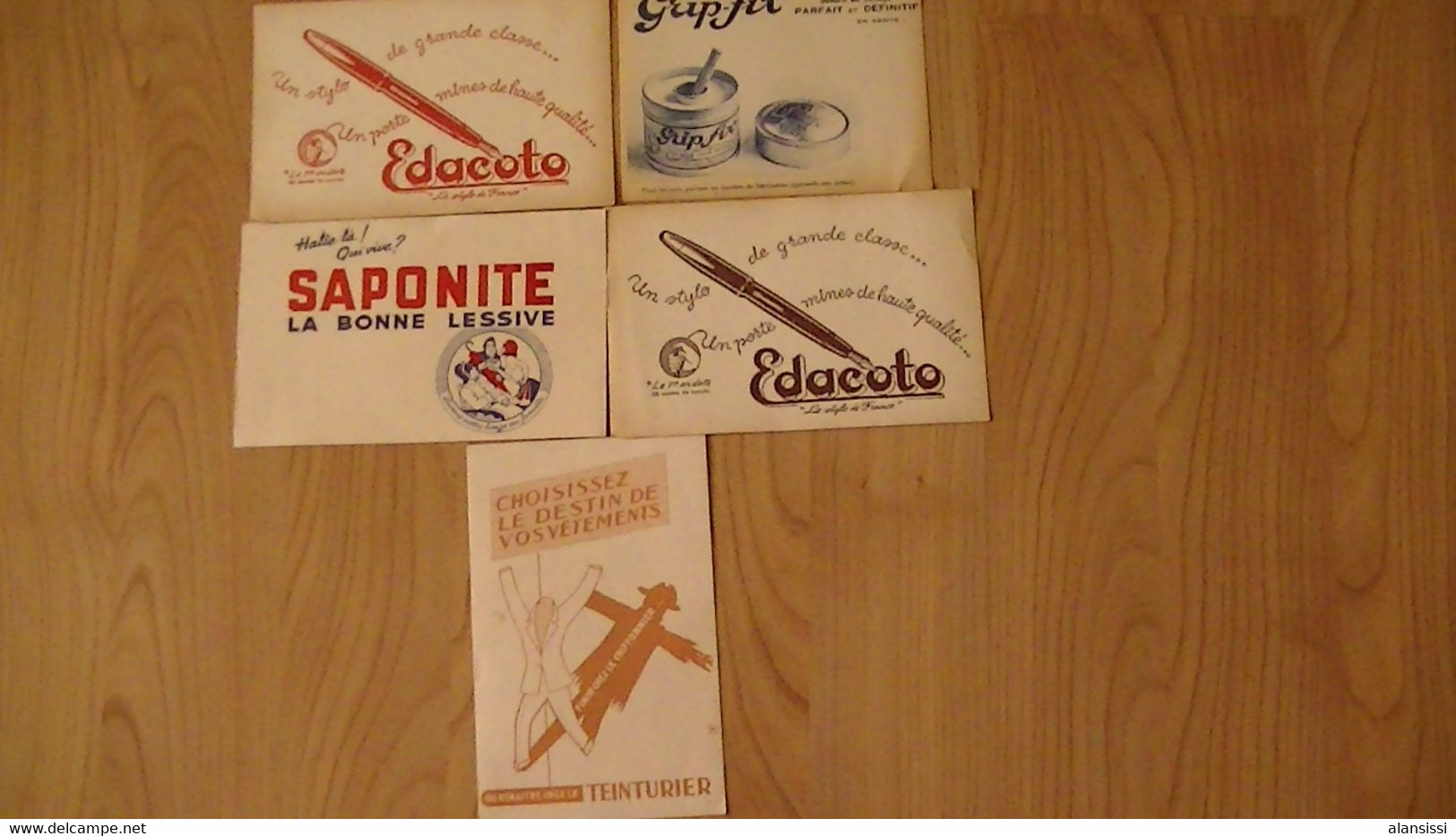 BUVARDS ANCIENS, Lot De 5 Buvards Larousse, Stylo Edacoto Marron, Rouge, Saponite, Grip-Fix, Teinturier. - Verzamelingen & Reeksen