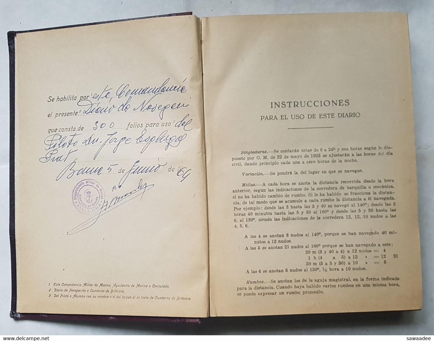 JOURNAL DE NAVIGATION (DIARO DE NAVEGACION) - LOT DE 2 - MARINE MARCHANDE - CARGO MAERSK - ESPAGNE - ANNEE 1962 à 1965 - - Bateaux