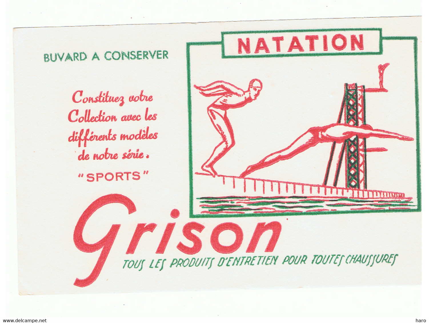 Buvard - NATATION - Sport - Publicité GRISON - Produits Entretien Chaussures (FR102) - Automobil